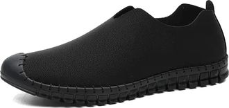 Generic Loafers for Men Round Toe Breathable Lightweight Loafer Shoes Vegan Leather Comfortable Slip Resistant Anti-Slip Outdoor Slip-ons(Black,10.5 UK)