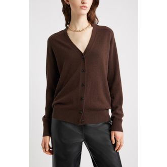 Nordstrom Cashmere V-Neck Cardigan in Brown Coffee at Nordstrom Rack, Size Small