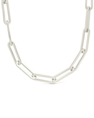 Sterling Forever Silver Elongated Paperclip Chain Necklace