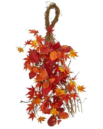 Nearly Natural 26In Mixed Japanese Maple, Magnolia Leaf & Berries Artificial Teardrop