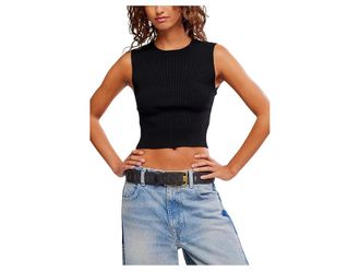 Free People Back To Back T-Shirts Womens Clothing Black : LG (Womens 12-14), Elastane/Polyamide/Polyester