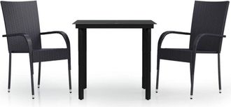 Les Tendances Les Tendances - Juego De Comedor Exterior Negro De 3 Piezas 020013562