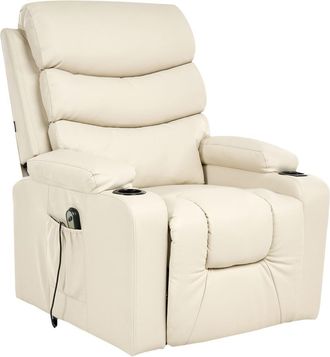 Beliani Sill&oacute;n reclinable el&eacute;ctrico piel sint&eacute;tica beige