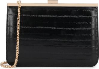Kazar Leren Clutch met Reli&euml;f - Dames - Clutches - Zwart - ONE Size - Leer - Tassen