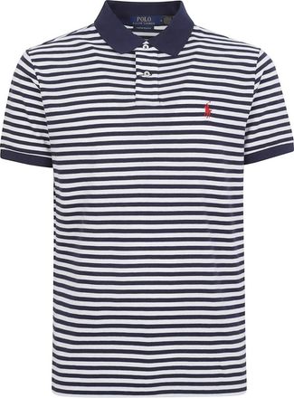 Ralph Lauren Gestreept Piqu&eacute; Poloshirt - Heren - Polos - Blauw - M - Katoen - Tops