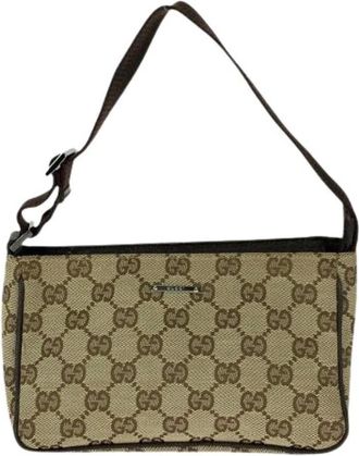 Gucci Pre-owned Shoulder Bags, female, Beige, Size: ONE SIZE Pre-owned GG Canvas Handbag