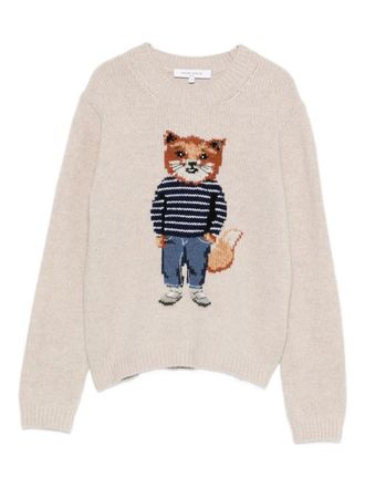 Maison Kitsuné fox-motif sweater - women - Merino/Polyamide/Mohair - L - Neutrals