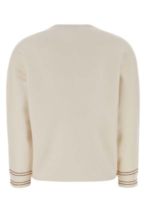 Max Mara Striped Cuff Wool-Nylon Blend Sweater - White