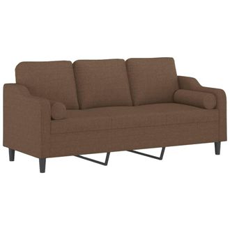 vidaXL Vidaxl - Divano A 3 Posti Con Cuscini Marrone 180 Cm In Tessuto