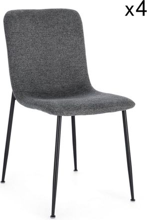 Konte Design Lote de 4 sillas gris oscuro y patas de acero negro