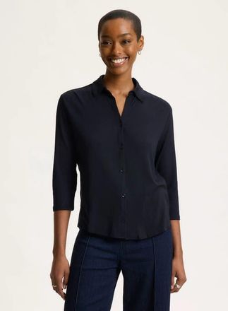 Majestic Filatures Soft Touch 3/4 Sleeve Semi Relaxed Shirt in Marine at Nordstrom, Size 1