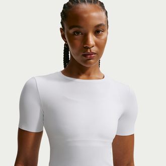 Nike Womens Zenvy Dri-FIT Short-Sleeve Top in White | IB8964-100