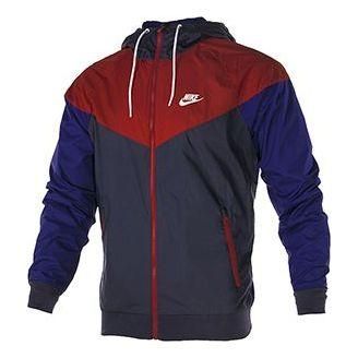 Nike Mens Nike Windrunner Hooded Woven Windbreaker Sports Colorblock Jacket Red 727325-452