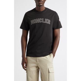 Moncler Logo Patch Graphic T-Shirt in Black at Nordstrom, Size Xxx-Large