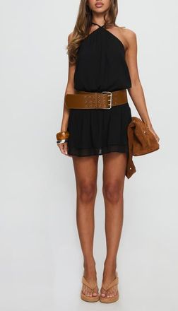 Princess Polly Khamira Halter Minidress in Black at Nordstrom, Size 0