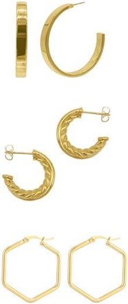 Adornia Set of 3 Assorted Hoop Earrings in Gold at Nordstrom Rack
