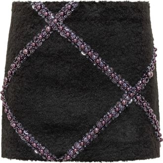 Des_Phemmes Faux Fur Mini Rok met Versieringen - Dames - Korte rokken - Zwart - S - Rokken