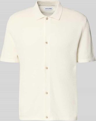 Jack & Jones Jack & Jones Regular Fit Freizeithemd mit Polokragen und Knopfleiste in Offwhite, Gr&ouml;&szlig;e XXL