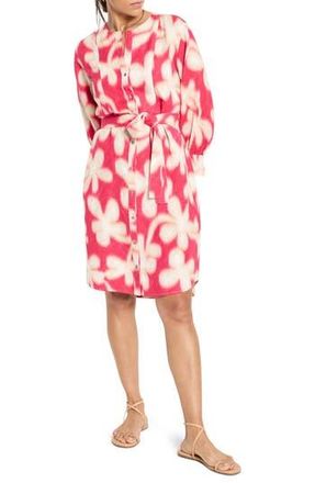 Nic+Zoe Glowing Flower Long Sleeve Belted Shirtdress in Pink Multi at Nordstrom Rack, Size Small