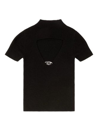 Diesel M-Olive cut-out oval hardware T-shirt - women - Wool - S - Black