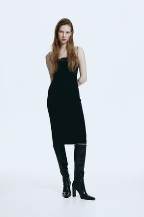 H&M Lace-trimmed Dress in Black at Nordstrom, Size Xx-Large