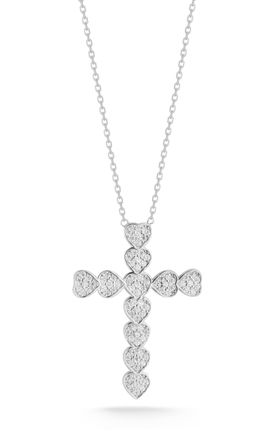 Glaze Jewelry Sterling Silver Flat Heart Cross Necklace