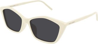 Saint Laurent Dunne Ivoorkleurige Acetaat Zonnebril - Dames - Zonnebrillen - Wit - 57 MM - Accessoires