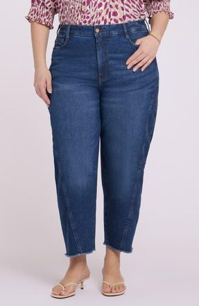 NYDJ Alyssa High Waist Fray Hem Crop Relaxed Tapered Jeans in Sunset Villa at Nordstrom, Size 16W