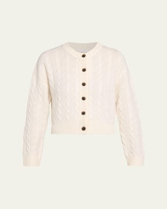 Lisa Yang Cassie Cashmere Cable Knit Crewneck Cardigan