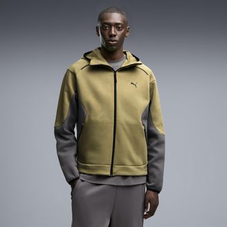 Puma Felpa con cappuccio e zip PUMATECH dal taglio morbido da uomo, Abbigliamento, Marrone, XXL