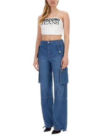 Moschino Viscose-Elastane Blend Cargo Pants - Blue