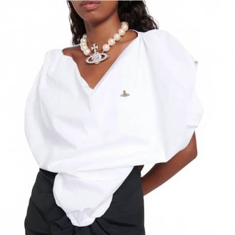 Vivienne Westwood Heart Cotton Asymmetric Top In White