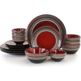 Gibson Cafe Versailles 16 Piece Double Bowl Dinnerware Set - in Red at Nordstrom