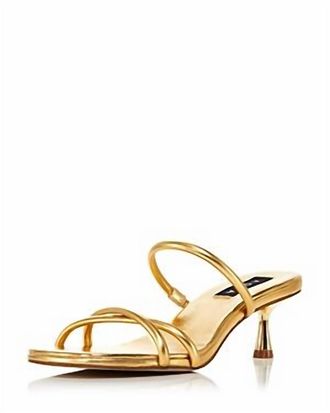 Aqua Womens Jamie Slip On Strappy High Heel Sandals In Gold