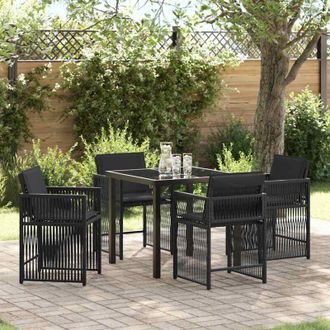 vidaXL Conjunto De Comedor De Jard&iacute;n 5 Pcs Negro Rat&aacute;n Sint&eacute;tico Vidaxl