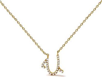 House of Brilliance 10K Gold Diamond Accent A-Z Initial Script Style Pendant Necklace in Yellow | U at Nordstrom