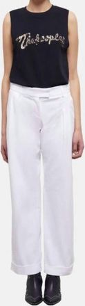 The Kooples Elegant Wide Leg Pleated Trousers In White