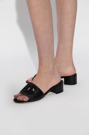 Dolce & Gabbana Heeled Mules With Logo, Womens, Black