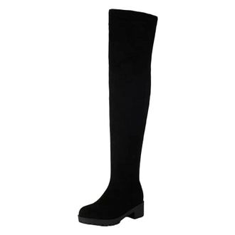 Generic Ladies Fashion Over The Knee Boots Round Toe Medium Chunky Heel Platform With Side Zipper Stylish Thigh High Footwear