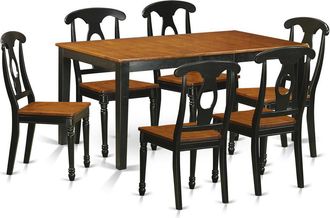East West Furniture 7 PC Kitchen Table set-Dining Table and 6 Wooden Dining Chairs