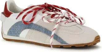 Dsquared2 Mens Leather Sneakers Bianco+denim+rosso