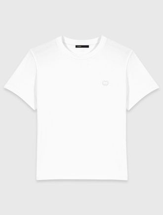 Maje T-Shirt With Small Embroidered Logo - White - Maje