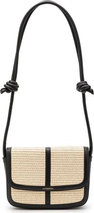 La Portegna Luc&iacute;a Jute Bag With Leather Details in White at Nordstrom