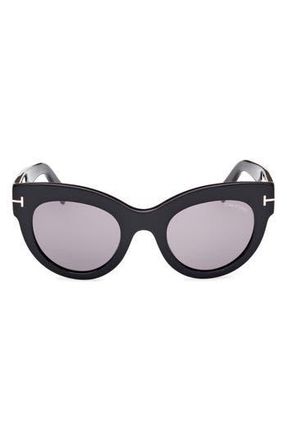 Tom Ford Lucilla 51mm Gradient Cat Eye Sunglasses in Shiny Black /Smoke Silver at Nordstrom Rack