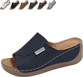 Generic Breathable Platform Slip On Walking Sandals for Women, Arch Support Open Toe Orthopedic Slippers with Thick Cushioned Sole All Day Walking Casual Sand