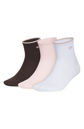 adidas Gender Inclusive Originals Luna Assorted 3-Pack Quarter Socks in Aurora Brown/Pink/White at Nordstrom, Size Medium