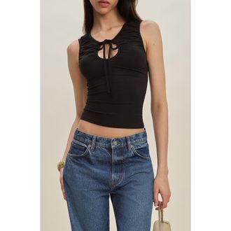 Reformation Bella Keyhole Neck Knit Top in Black at Nordstrom, Size X-Small