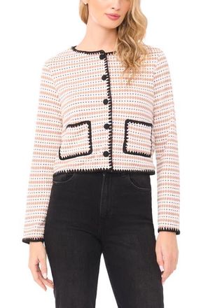 CeCe by Cynthia Steffe Contrast Trim Cardigan in Toffee at Nordstrom, Size Xx-Large