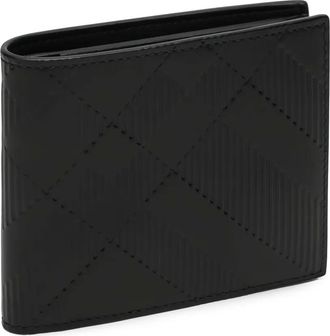 Burberry Portafoglio bi-fold goffrato - Nero