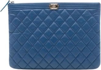 Chanel Pre-owned Clutches, female, Blue, Size: ONE SIZE Pre-owned Leather Clutch